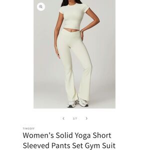 Cream High-Waist Flare Yoga Pants